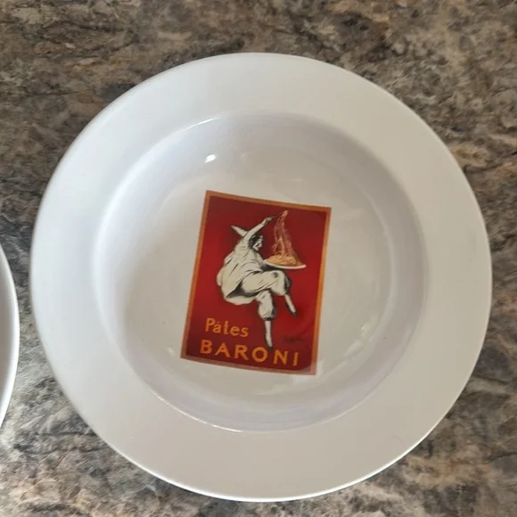 Pottery barn vintage posters spaghetti bowls set - Picture 3 of 4